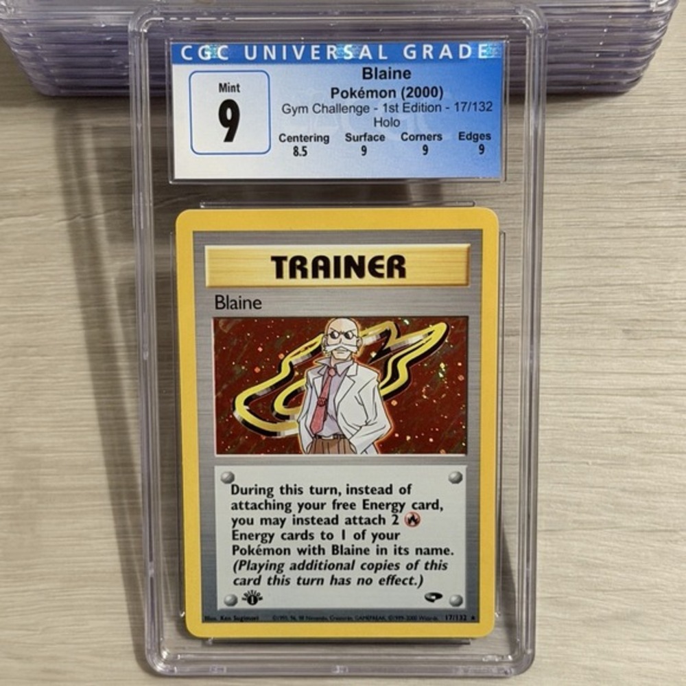 Blaine 17/132 1st Edition Holo CGC 9 Subgrades TCG Pokemon 2000 Gym Challenge